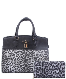 Leopard Padlock 2-in-1 Satchel LE1099W BLACK